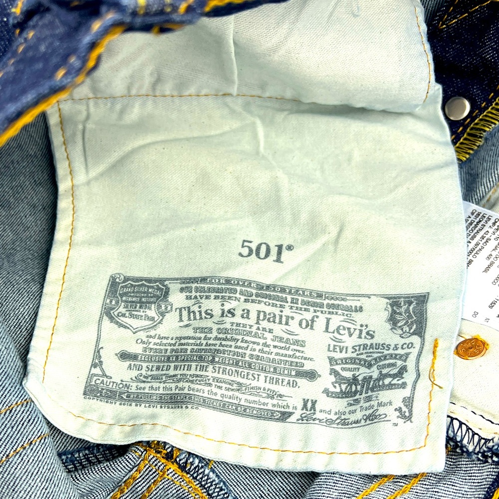 LEVI'S 501 ORIGINAL JEANS 32X30, REGULAR STRAIGHT FIT, STRECH EXTENSIBLE, NAVY - Picture 12 of 16